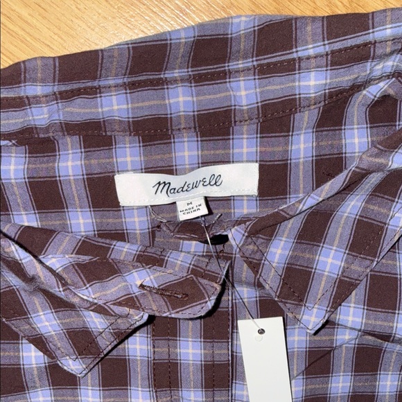 NWT Madewell The Signature Poplin Crop Shirt Size Medium Plaid - Picture 3 of 8